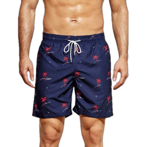 ☀️SHEIN MENS XXL PALM TREES PRINT DRAWSTRING SWIM TRUNK - Picture 1 of 7